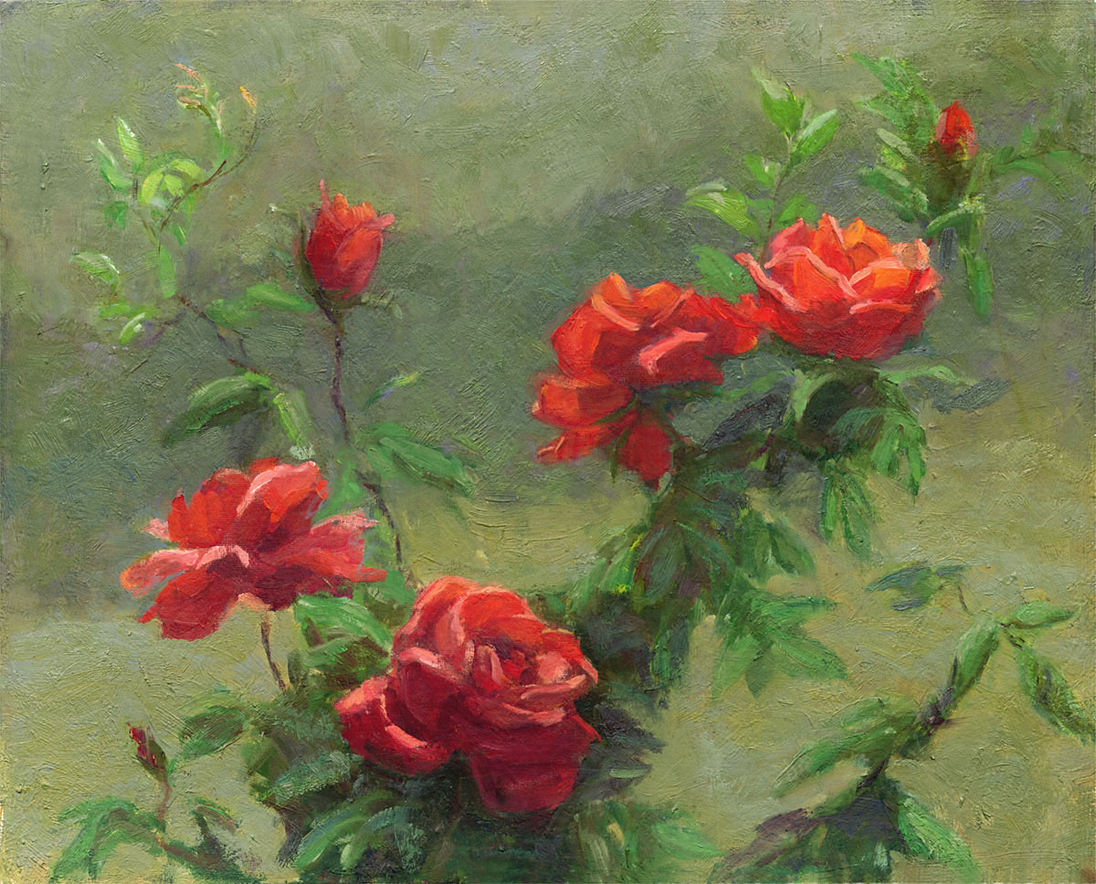 Red Roses in Soft Sunlight